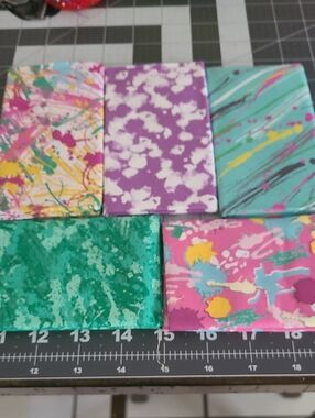 Set of 5 Colorful Abstract Mini Canvases - Pink, Purple, Teal, Green